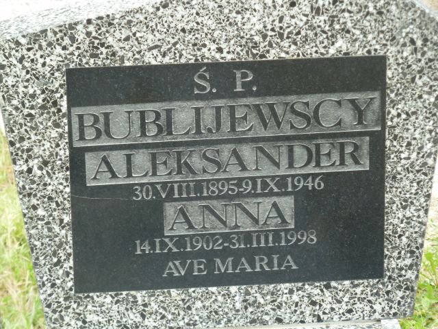 Grób Aleksander Bublijewski